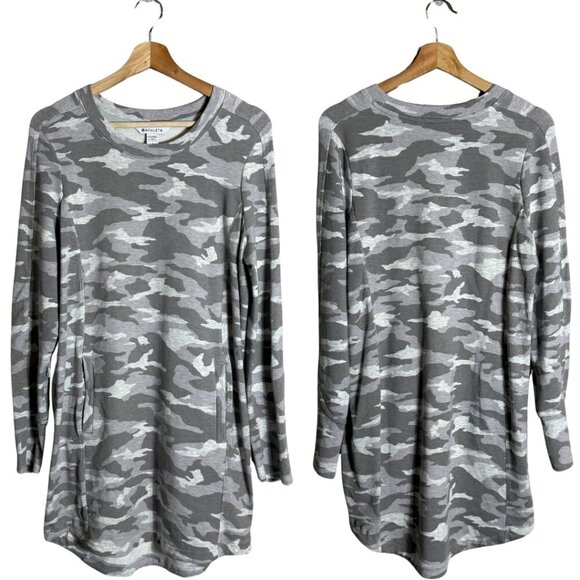 Athleta Balance Printed Mini Dress Camo French Terry Women's Medium Gray NWOT - Picture 3 of 14
